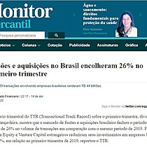 Fuses e aquisies no Brasil encolheram 26% no primeiro trimestre